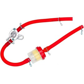 HIAORS Red Gas Fuel Hose Oil Filter Clamps Inline Fuel Shut Off Valve Petcock Petrol Switch for 50cc 70cc 110cc 125cc 150cc 250cc Baja 90cc BA150 Chinese ATV Four Wheeler Apollo Pit Dirt Bike Go Kart