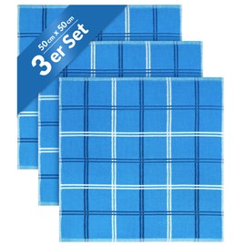 Lashuma Lyon Tea Towels Cotton 50 x 50 cm Set of 3 Capri Blue