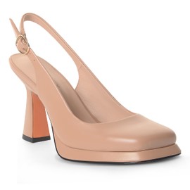 ANN CREEK High Heels for Women - Slingback, Square Toe, Pumps - Nude, Closed Toe, Mary Jane, Fashion Dressy Platform Heels - Size 9