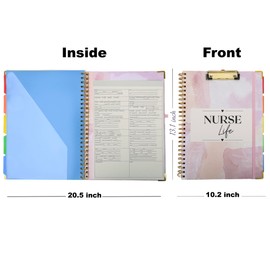 Nurse Clipboard Folio with SBAR Report Sheets – Refillable Nursing Report Notepad, 10 Pocket File Organizer, 5 Tab Dividers (1 Patient per Page Refillable Report Notepad)