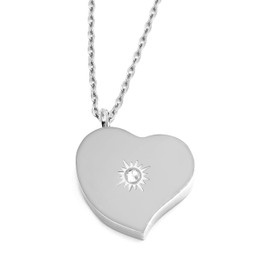 Amour Heart Pill Necklace - Polished Heart Locket with Strong Magnetic Closure - Medication Necklace - Keep Your Medication Securely with You at All Times - Heart Locket Necklace with 26 Inches Chain,