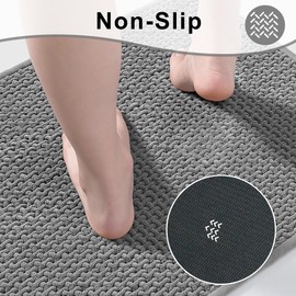 YCT Non-Slip Bath Mat，Chenille Rubber Bathroom Rug，Super Absorbent Bath Mats for Bathroom，16"x24" Thin Bathroom Mat for Under Door，Quick Dry Bath Rugs for Bathroom Floor， Beige