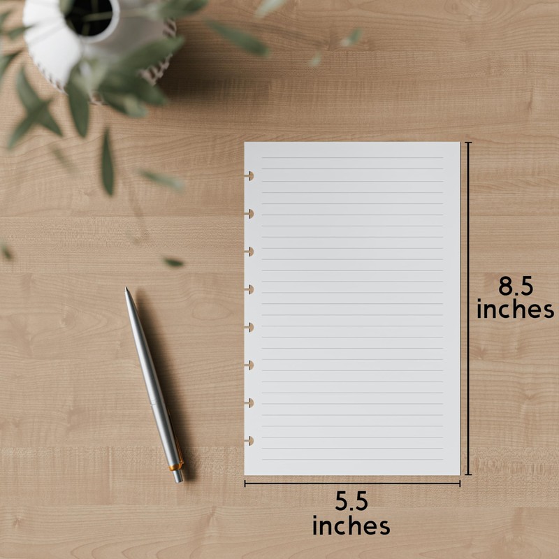 Discbound Half-Letter Size Lined Paper Refill, 250 Sheets (500 Pages),