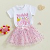 Kayotuas Toddler Baby Girl Birthday Outfit T Shirt Tutu Tulle