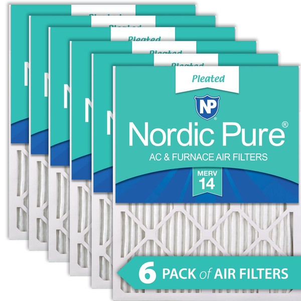 Nordic Pure 20x20x1 MERV 14 Pleated AC Furnace Air Filters 6 Pack