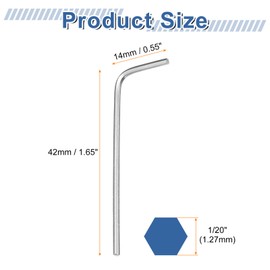 sourcing map 5pcs Hex Key Wrench 1/20" 45# Carbon Steel L-Shape Hexagon SAE Wrenches Repairing Tool for Home DIY Bike Motorcycle Repair, Silver Tone