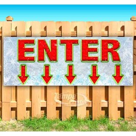 Enter Down Arrow Banner 13 oz | Non-Fabric | Heavy-Duty Vinyl Single-Sided With Metal Grommets