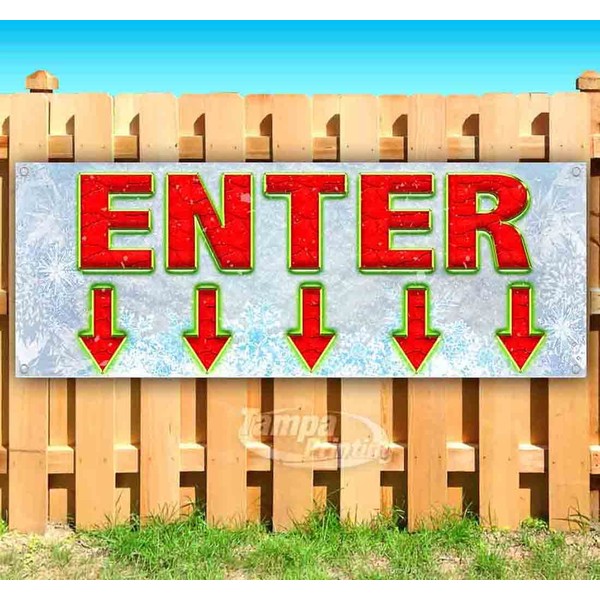 Enter Down Arrow Banner 13 oz | Non-Fabric | Heavy-Duty