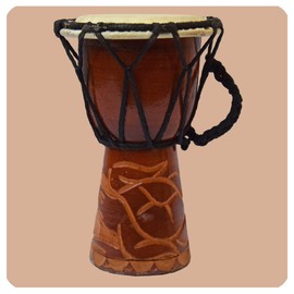 Djembe | Carved 15 cm | Bongo African Drum Intricate Carving