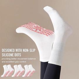 Katyjun 4 Pairs of Non-Slip Socks Women 35-39, Yoga Socks, Pilates Socks, White