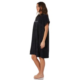 RIP CURL Womens Script Hooded Towel Change Changing Robe - Black - Hooded towel with sleeves - Mid length - Embroidery