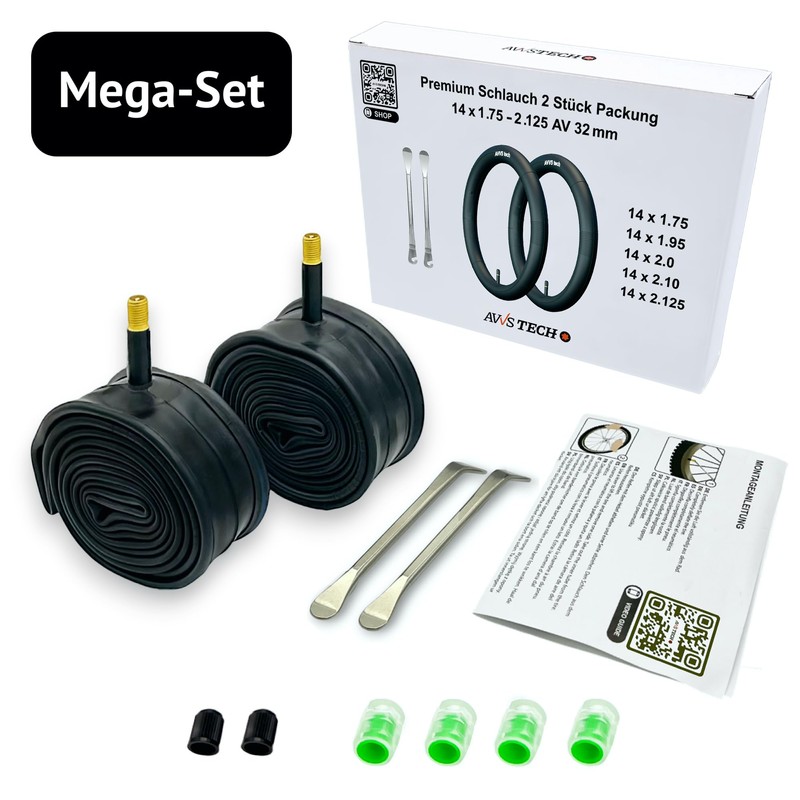 14 x 1.75-2.125 AV 32 mm inner tube for bicycle