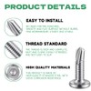 HXJDAM Pack of 60 Self-Tapping Screws, 410 Stainless Steel Flat