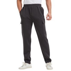TTZ 34/36 Inseam Mens Tall Sweatpants Joggers Pants with Cargo Pockets Dark Grey