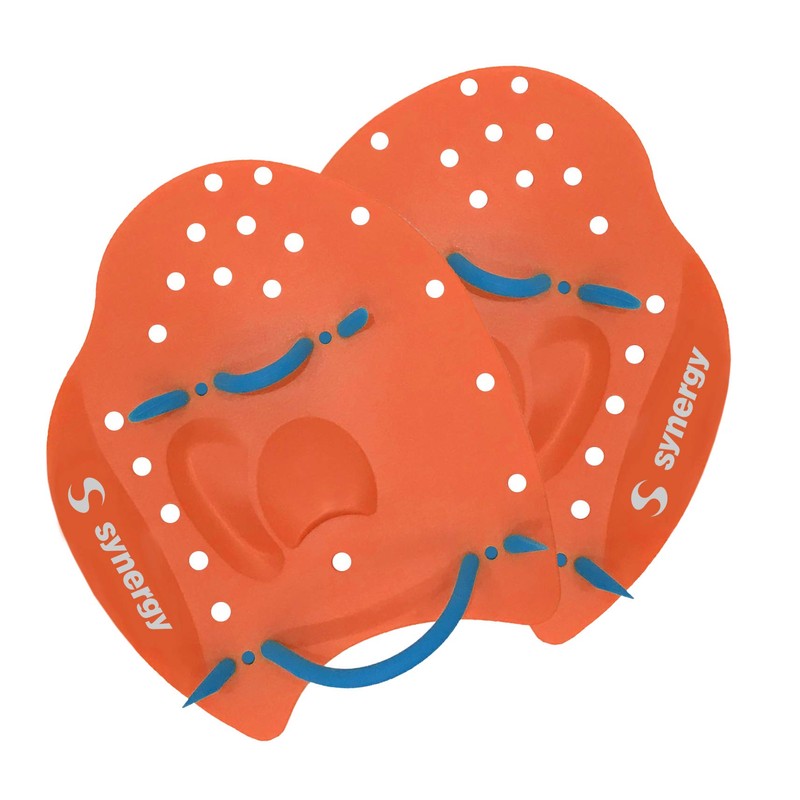Synergy Hand Paddles for Swim Training (Orange, Large)