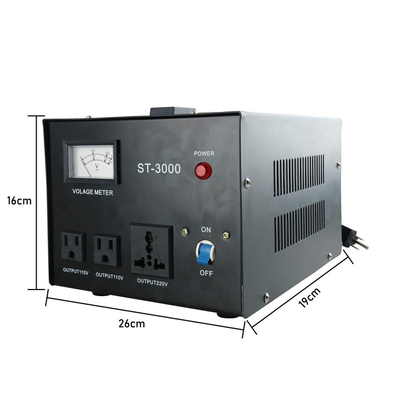 YaeCCC ST-3000 Voltage Transformer Converter Regulator with Voltage Meter -