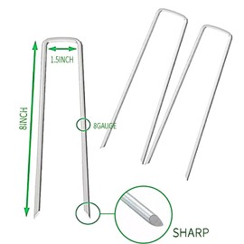 Keoferlo 8 Gauge Ground Staples 8 Inch Landscape Staples 30Pack Metal Lawn Ground Barrier Cover Wire Heavy Duty U Stakes Pins