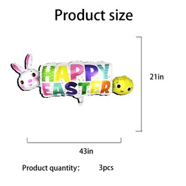 HADCKJA Happy Easter Foil Balloons - Bunny & Chicken Themed Party Decorations - 3pcs