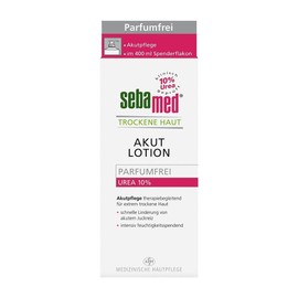 Sebamed Urea Akut 10% Lotion, parfumfrei, Feuchtigkeits-Lotion mit Süßmandelöl für Männer und Frauen, lindert spürbar Juckreiz und hilft sehr trockene Haut zu glätten (400 ml)