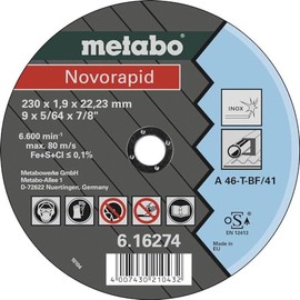 Metabo Novo Rapid Stainless Steel 230 x 1.9 x 22.23 616274000