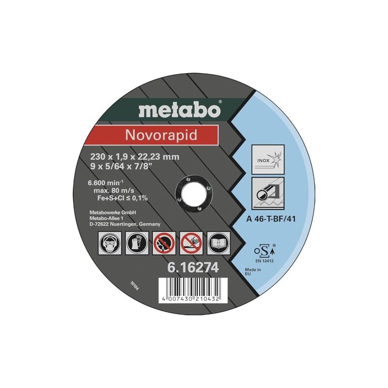Metabo Novo Rapid Stainless Steel 230 x 1.9 x 22.23