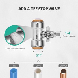 Pronese 2Pack LF Premium Brass 3/4Inch Push to Connect x 3/4Inch Push x 1/4" Compression OD Straight Stop Valve,1/4 Turn for Pex,Copper,CPVC,PE-RT,HDPE