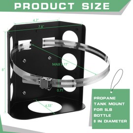 Hicarer 5 lb Propane Tank Mounting Bracket Heavy Duty Propane Tank Holder with Strap for Car RV Trailers Truck Overland Vehicles and Boat