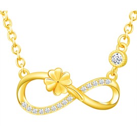 INFINIONLY Women's Girl's Necklace pendant, 925 sterling silver Jewellery Sets, Lucky clover infinity symbol necklace, gold, Inlaid zircon, necklace earrings bracelet jewelry-sets