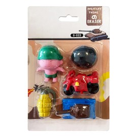 Erasers for Kids, Puzzle Pencil Erasers Bulk, Detachable DIY Desk Pets Toy for Students Classroom Prizes, School Supplies Gift (Military)