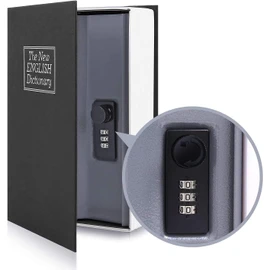 Book Safe with Combination Lock, Ohuhu Dictionary Diversion Money Box, Portable Money Safe, Safe Box Great for Storing Money, Jewelry and Key (Medium, Black)