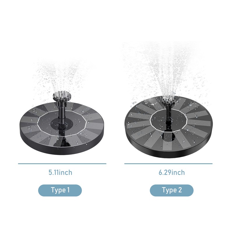 1W Solar Fountain Pump with 6 Nozzles Free Standing Water