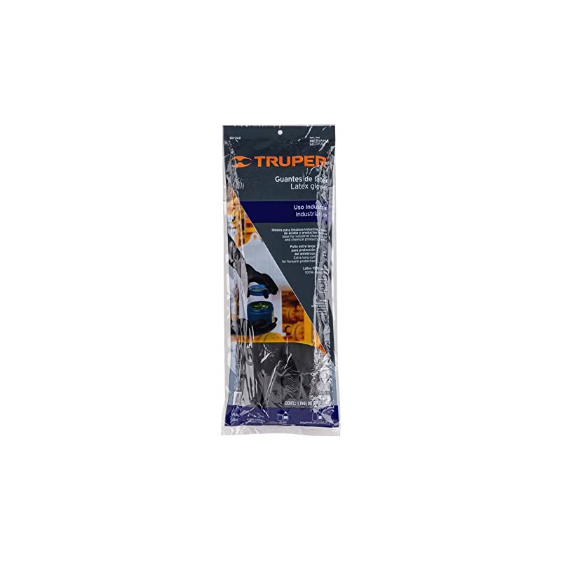 Truper GU-322, Guantes de látex, uso industrial, puño extralargo, M