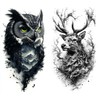 2 Sheets Temporary Owl Tattoo Deer Tattoo Bird Tattoo Animal