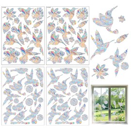 FDKYOEK 62 PCS PCS Bird Window Clings, Bird Anti-Collision Window Decals for Glass Windows Glass Doors, Static Rainbow Window Stickers for Birds Strikes Prevention, 2 Styles