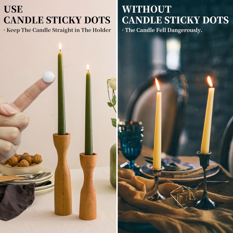 Taper Candle Sticky Dots - White Wax Candle Adhesive Dots