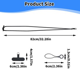 Luxvara 2 PCS Phone Lanyard,Adjustable Crossbody Smartphone Belt,Cell Phone Neck Strap with Keychain and Patch,Anti-Theft Smartphone Strap,Compatible with Most Smartphones and Cases,Black