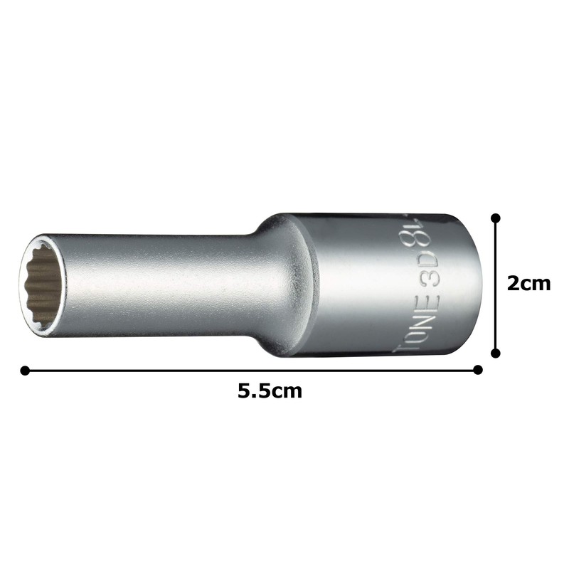 Tone Deep Socket (12 Square) 3D-08L Drive Angle 0.3 inch