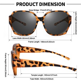 URUMQI Polarized Sunglasses Fit Over Glasses for Women, UV400 Protection Square Shades Extra Large Sun Glasses