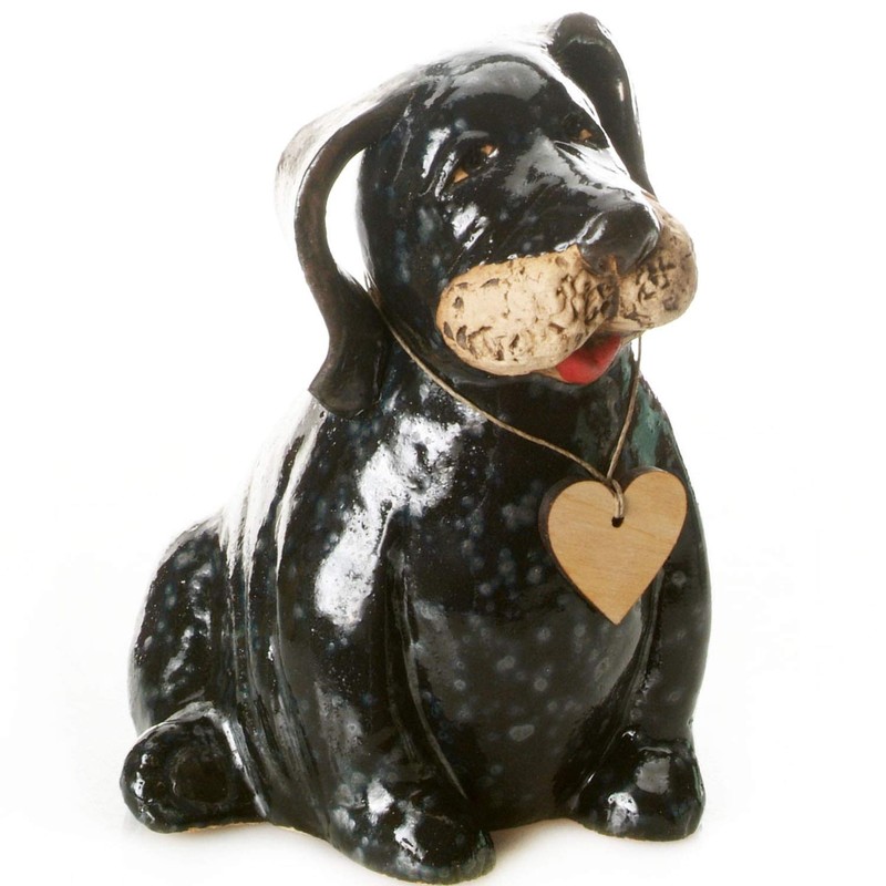 EnigmaSupplies Adorable Ceramic Puppy Dog Figurine | Black