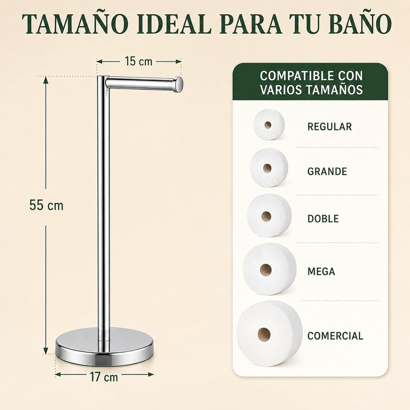 JeeLeeko Portarollos Papel Higienico,Acero Inoxidable,5 Rollos,Plata