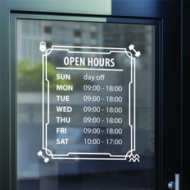 Anewdecals Window Door Vinyl Sticker - Business Hours Vinyl Decal for Store Front - Business Open Hour Signs - Custom Vinyl Opening Times Decal - Sign for Store with Logo 15x17