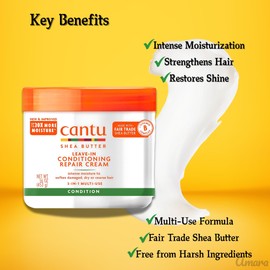 Leave-In Conditioner & Detangling Brush Set – Cantu Leave-In Conditioner for Curly Hair & Detangle Hair Brush for Smooth Styling – Deep Moisture & Repair for Curly, Coily & Afro Hair