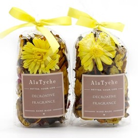 AlaTyche Yellow Potpourri Bags,Lemon Scented Potpourri Bowl Filler,Summer Decorative Dried Flowers, Home Fragrance Sachet of Petal, Bathroom Vase Decor -Mini