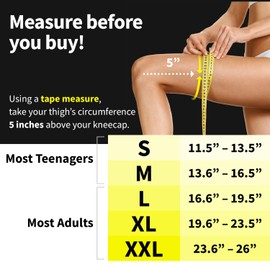 POWERLIX Knee Compression Sleeve (Pair) - Best Knee Brace for Knee Pain for Men & Women – Knee Support for Running, Basketball, Volleyball, Weightlifting, Gym, Workout, Sports L (BLCK) (2P)