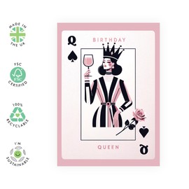 Central 23 Birthday Cards For Her - Playing Card Birthday Queen - Birthday Queen - Pretty Birthday Card For Mum Nana Wife - Friend Gifts Girly - Ladies Birthday Card - Comes With Stickers