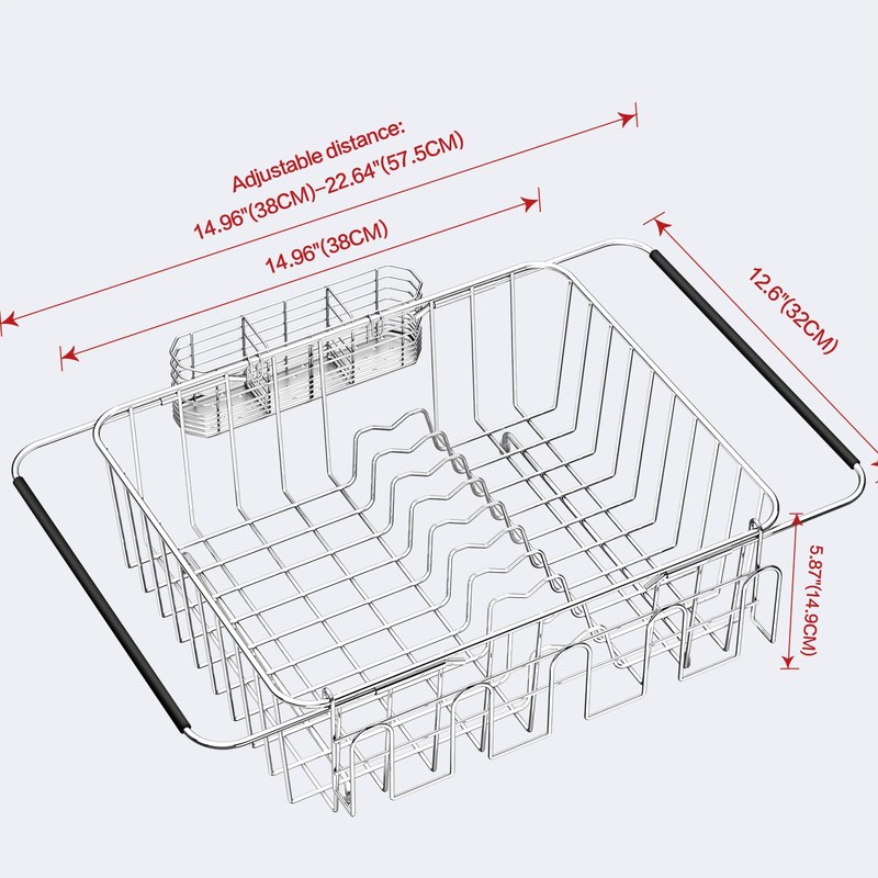 Fanbsy Dish Drying Rack in Sink, Extendable Stainless Steel Dish