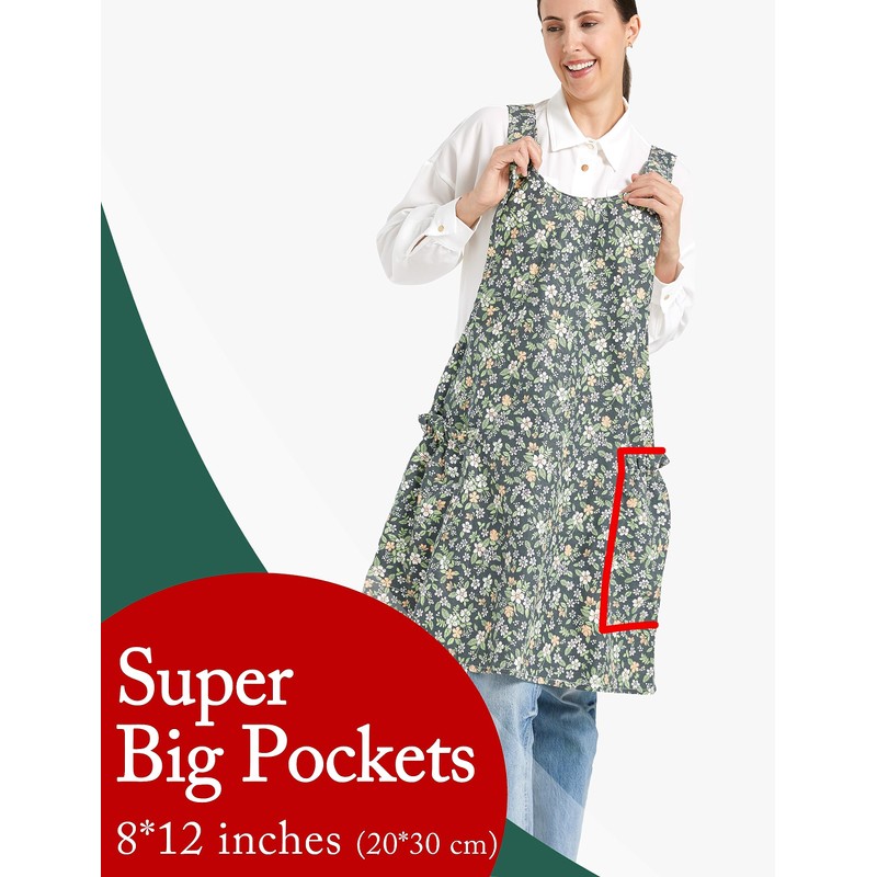 APRONNER Cozy Adjustable Cross Back Aprons for Women with Pockets
