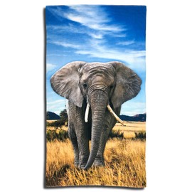 ESPiCO Beach Towel Bath Towel Elephant Animal Africa Safari Desert Quilted 100 cm x 180 cm