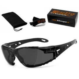HELLY® - No.1 Bikereyes® | Biker Glasses, Motorcycle Glasses, Motorcycle Sunglasses | Test Winner: Anti-Fog, Windproof, Shatterproof, Top Wearing | Glasses: Moab (Smoke)