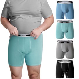 Charm Karter Men Big and Tall Underwear Boxer Briefs - Breathable Moisture Wicking Long Leg Underwear 2XL 3XL 4XL 5XL 6XL